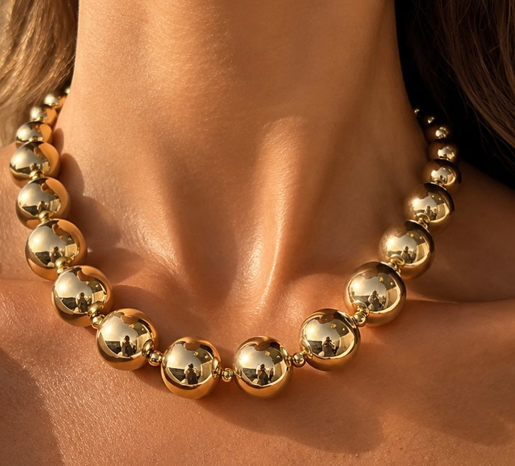 Gold Round Bead Necklace