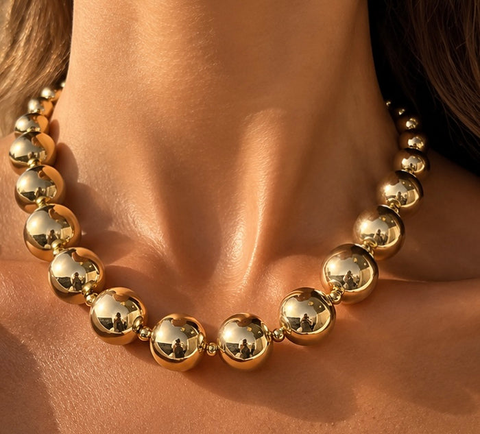 Gold Round Bead Necklace