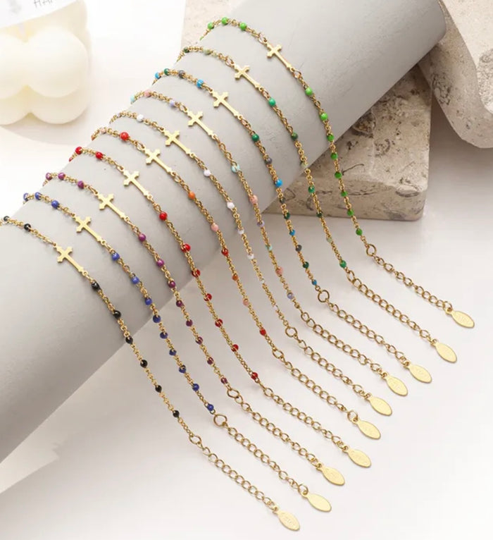 Beaded Cross Bracelet (FW)