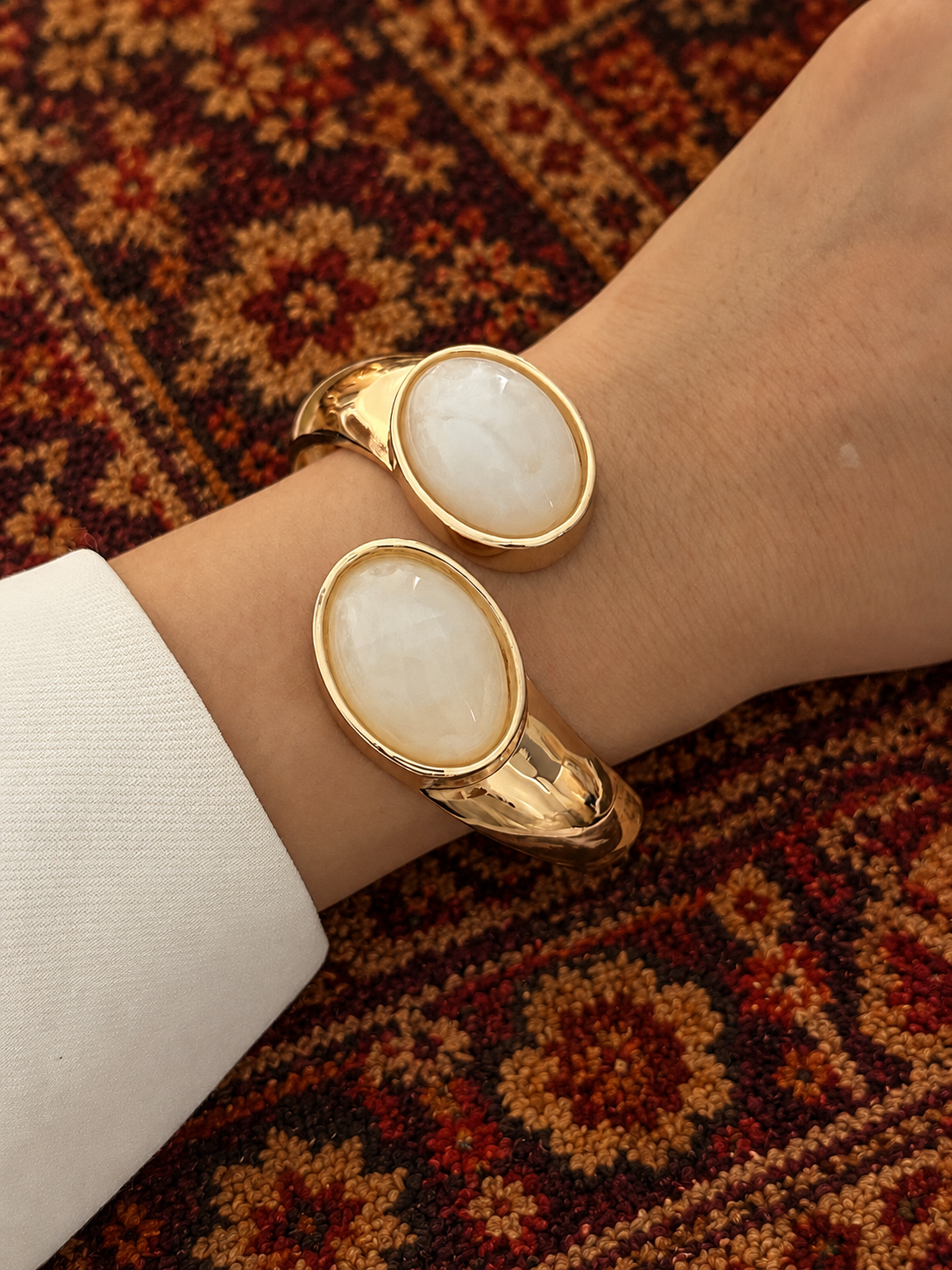 White Inlay Cuff Bracelet