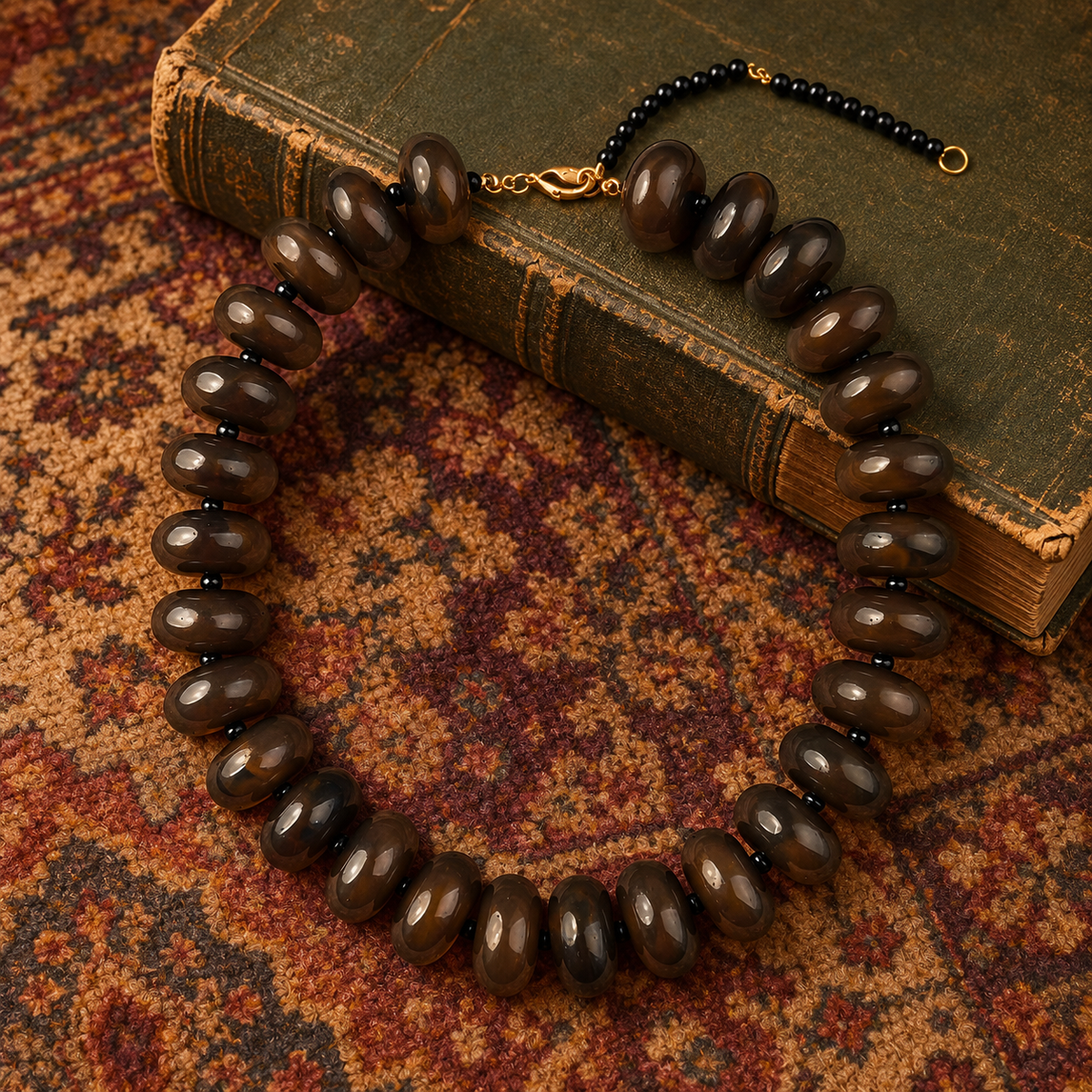 Grey Brown Chunky Bead Necklace