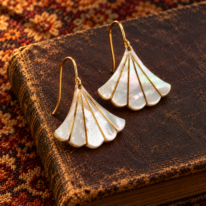 Mother of Pearl Fan Earrings