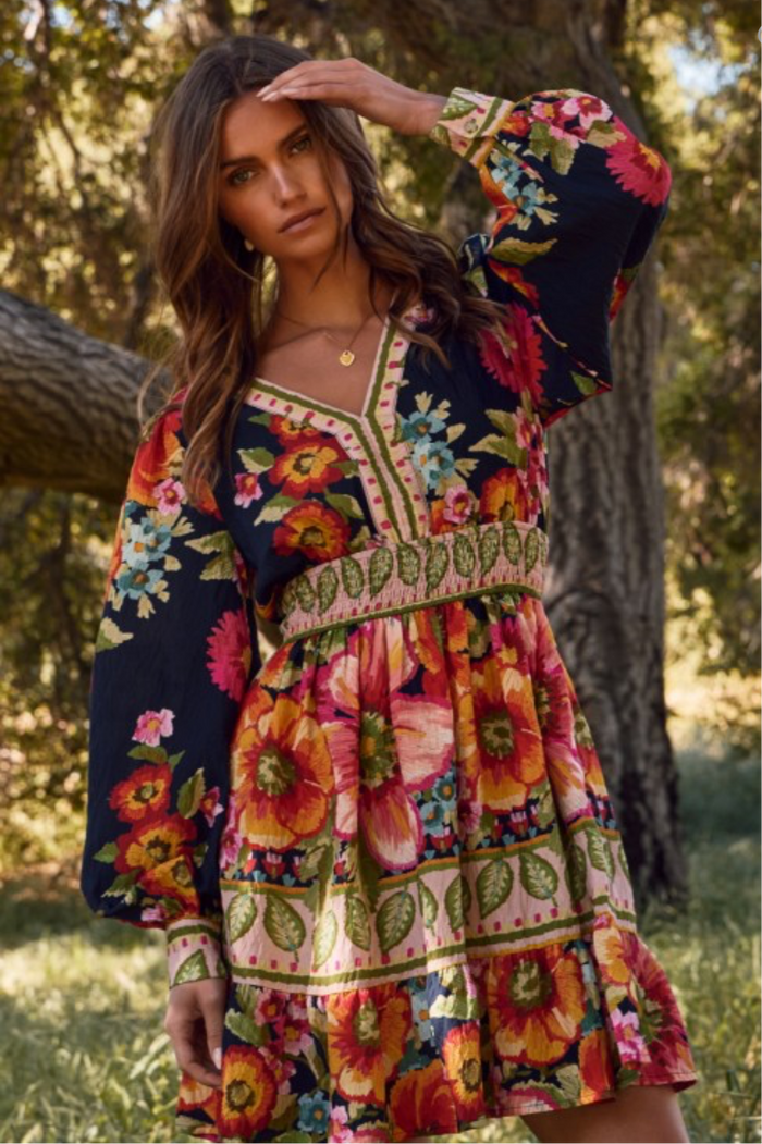 Navy Multi Floral Dress
