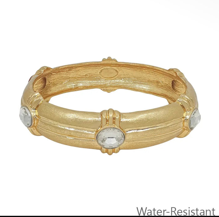 Gold Bangle with Crystal Accents