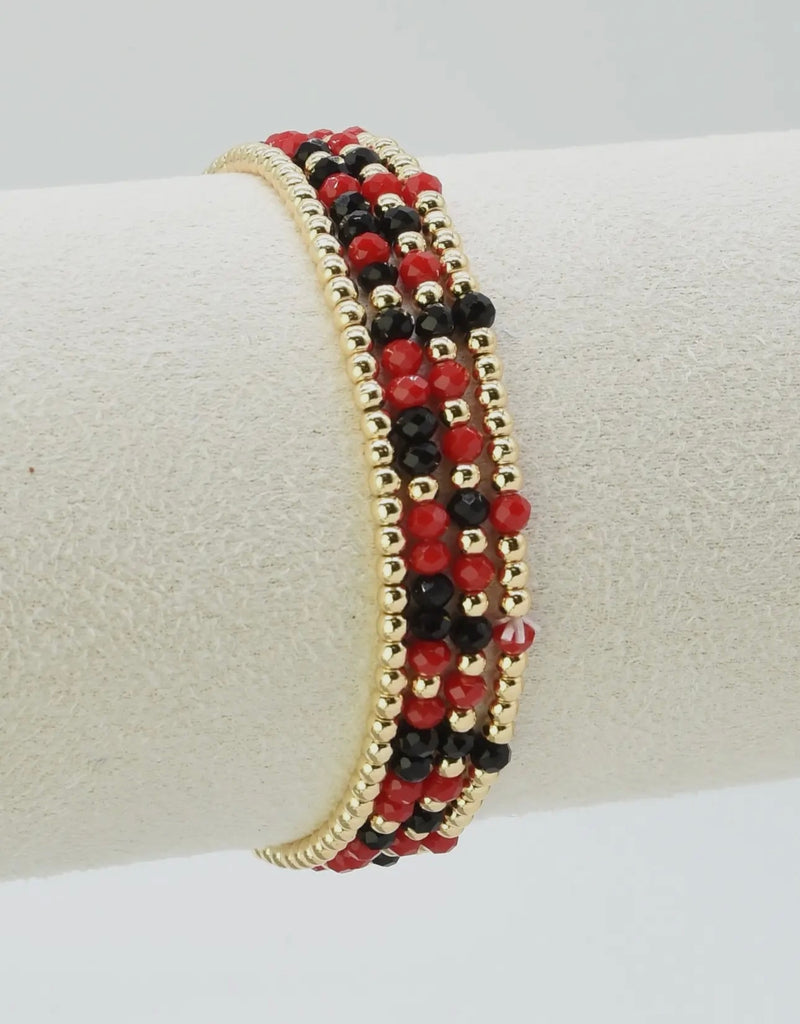 Red & Black Beaded Bracelet Stack