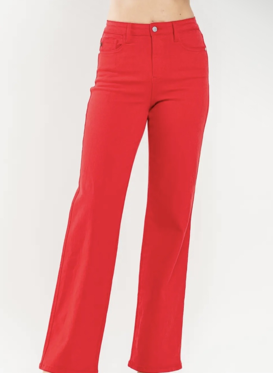 Red Garment Dyed Jeans by Judy Blue