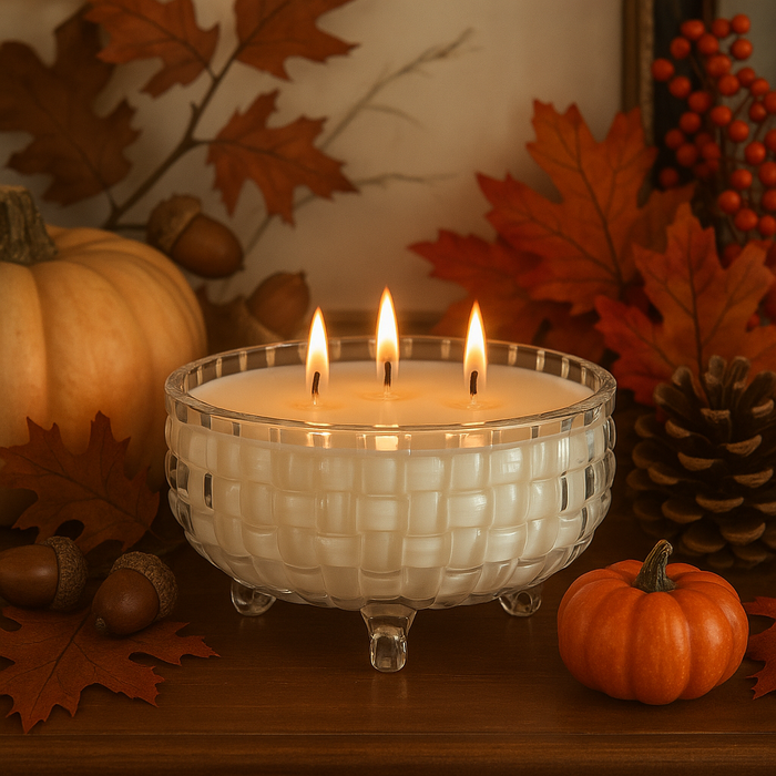 Fall Candles in Covered Dish