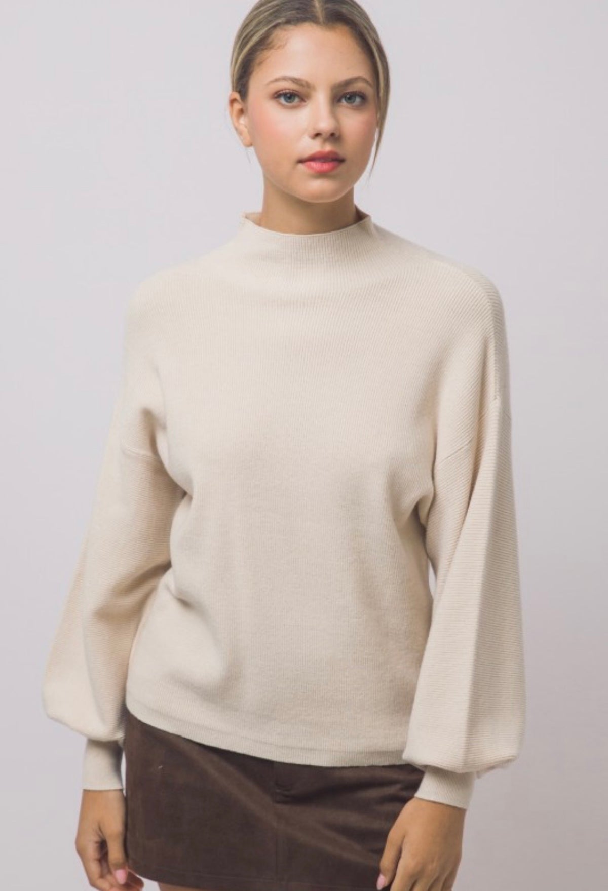 Off White Mock Neck Sweater