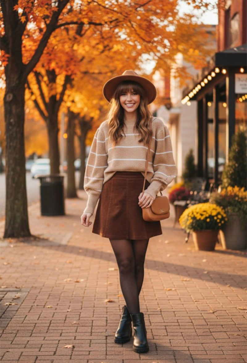 Beige Striped Sweater