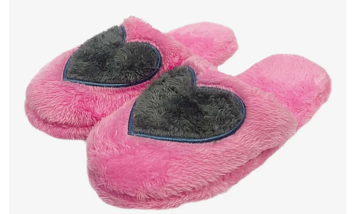 ❤️Pink Slippers/Grey Hearts