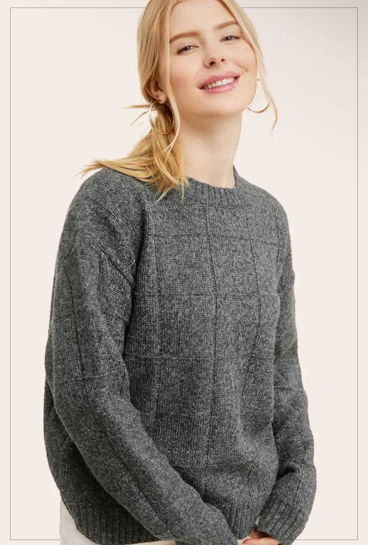 Grey Windowpane Sweater