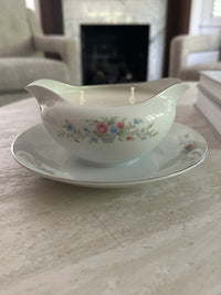 Old Soul Candle Co. Candle: Sugar & Chardonnay China Gravy Boat with Attached Saucer