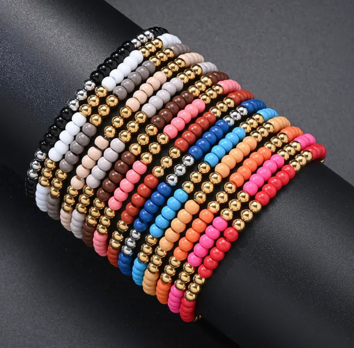Colorful & Gold Bead Bracelet (FW)