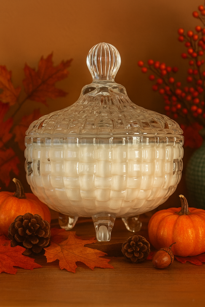 Fall Candles in Covered Dish