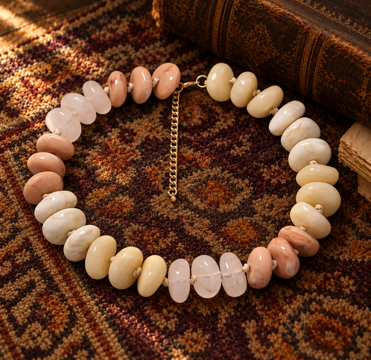 Multi Neutral Chunky Bead Necklace