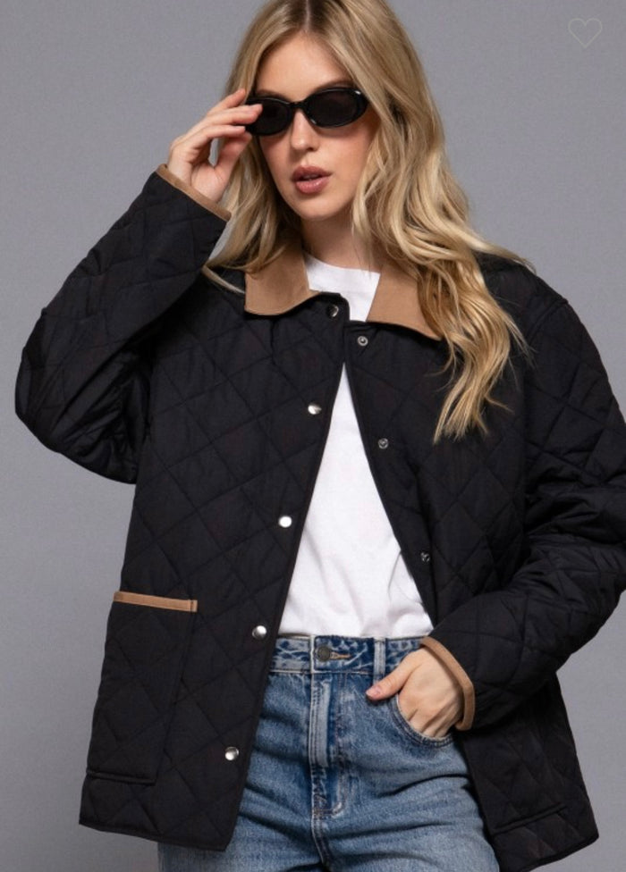 Black Quilted Barn Jacket