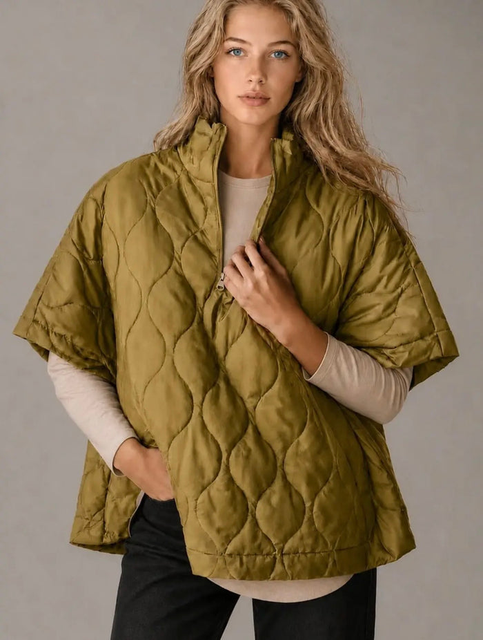 Mustard Quilted Poncho