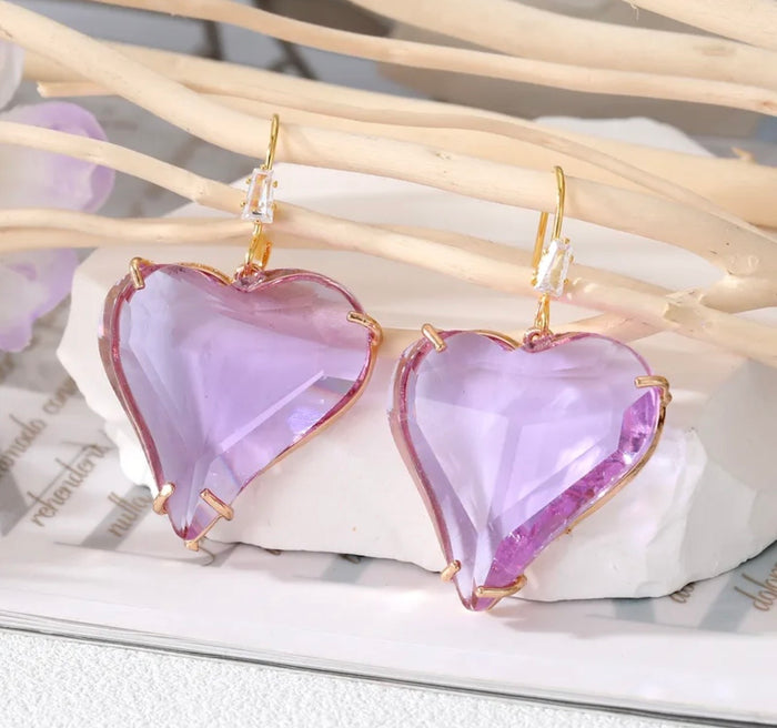 ❤️ Pink OR Lavender Acrylic Heart Earrings
