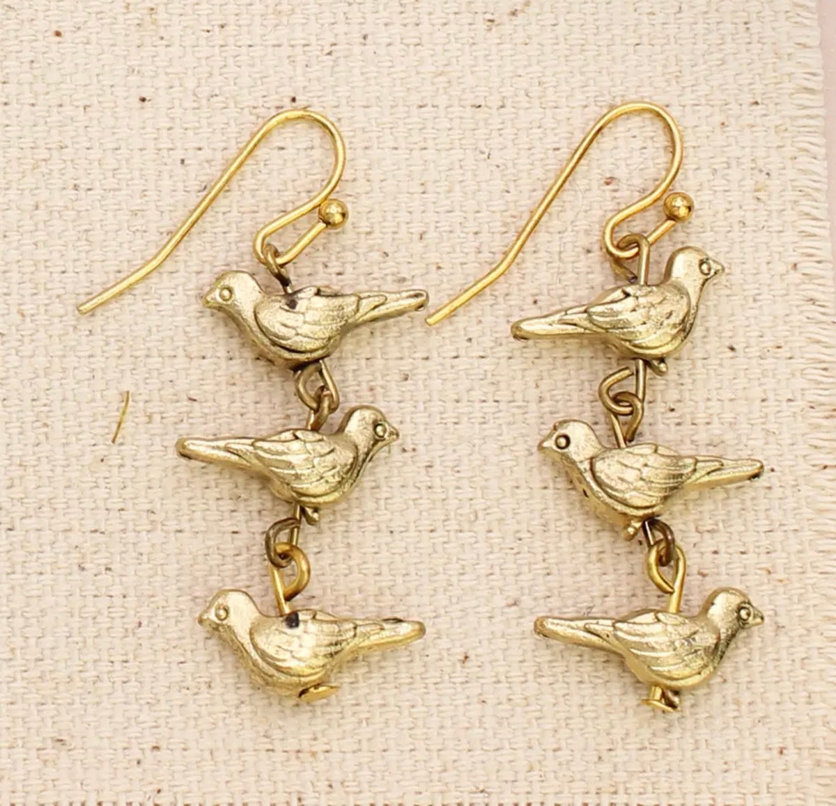 Gold Triple Bird Earrings