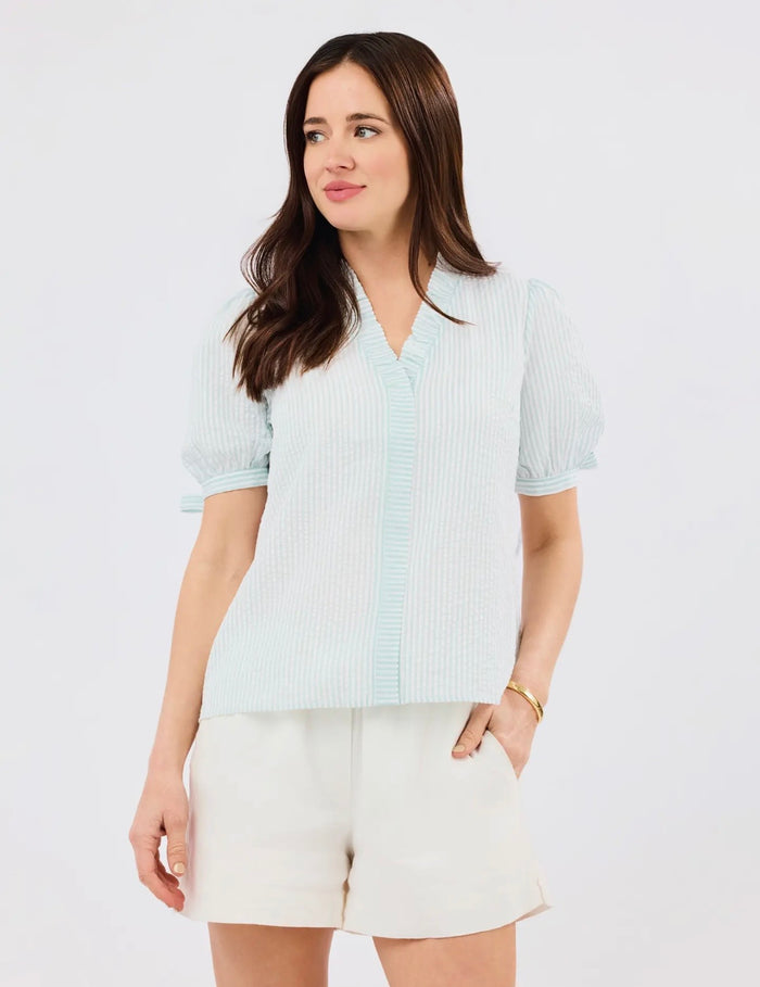 Mint & White Striped Blouse