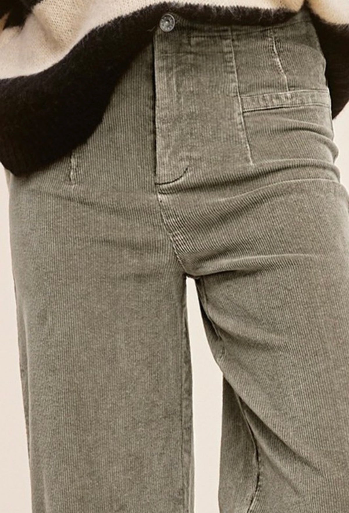 Olive Washed Corduroy Pants