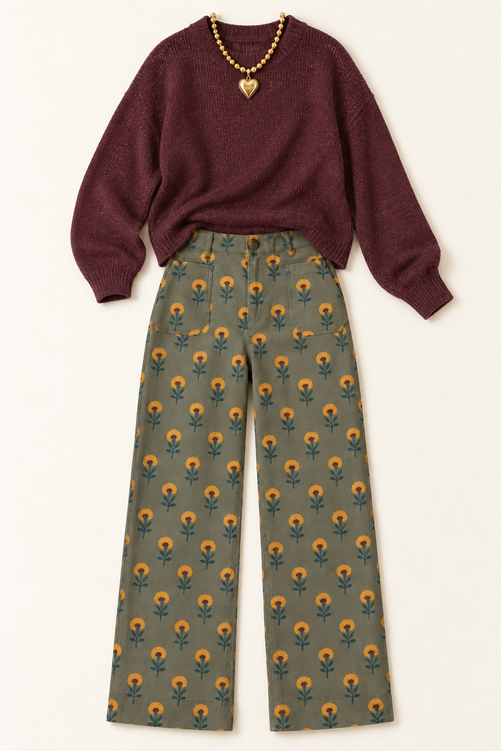 Olive Floral Pants