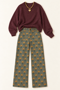 Olive Floral Pants