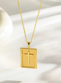 Gold or Silver Rectangle Cross Necklace