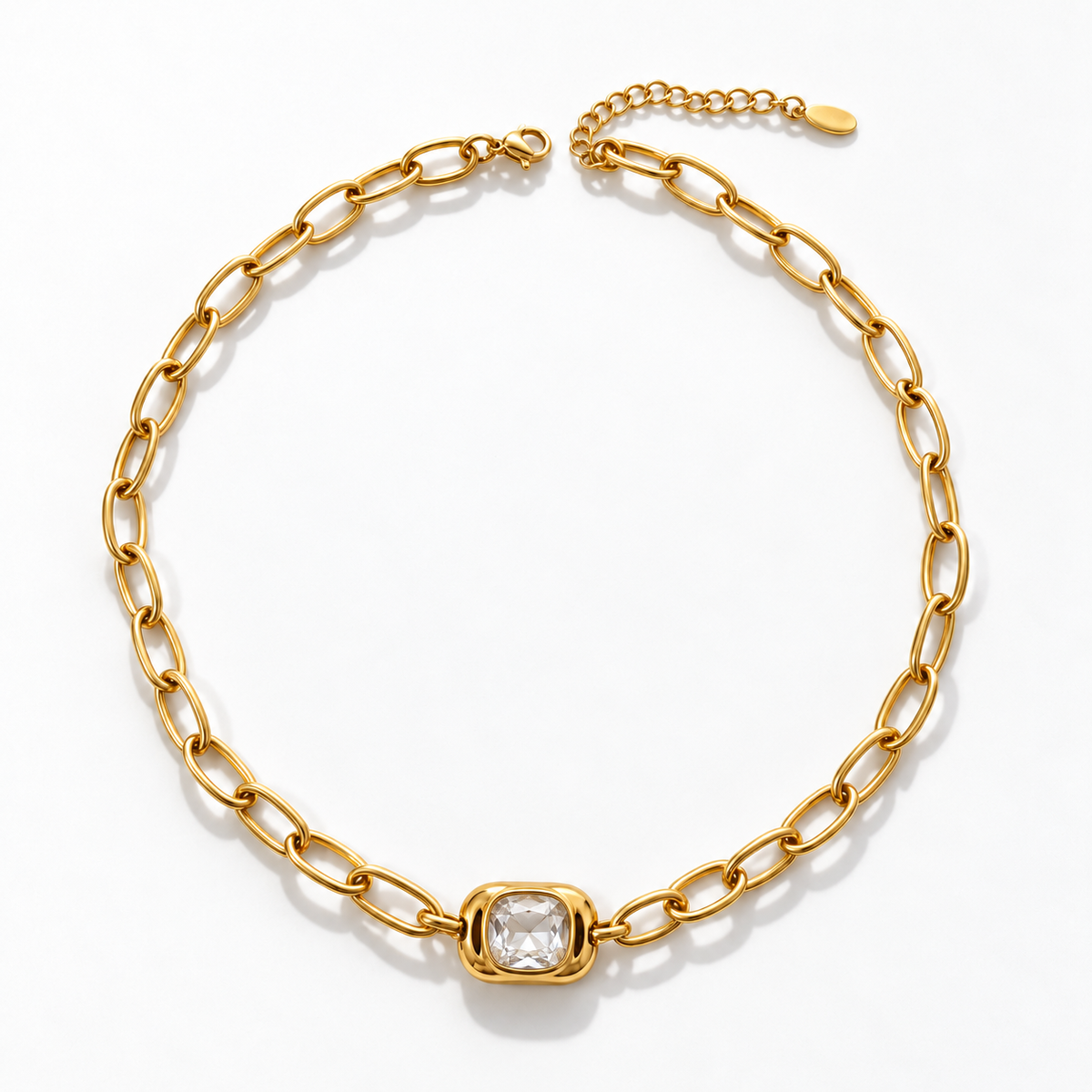 Clear Pendant Gold Necklace