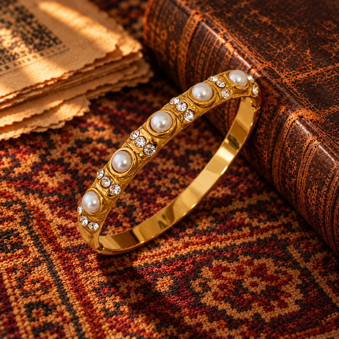 Rhinestone & Pearl Bangle