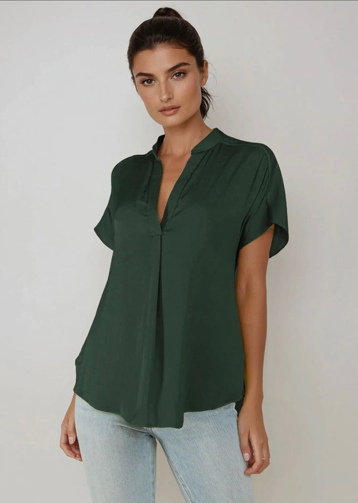 Green Drop Shoulder Blouse