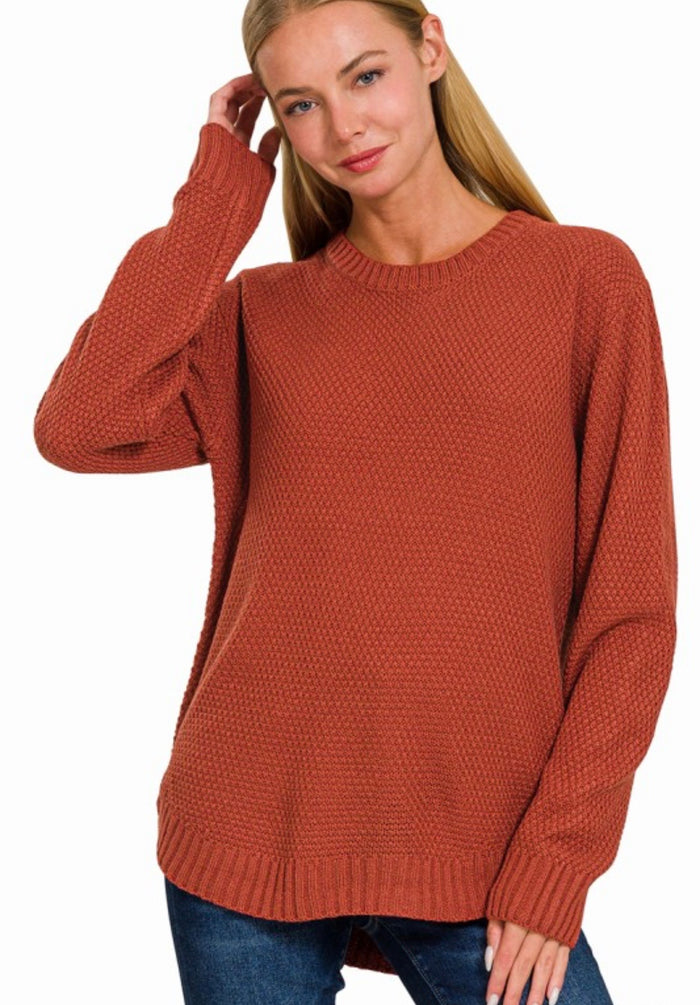 Rust Rounded Hem Sweater
