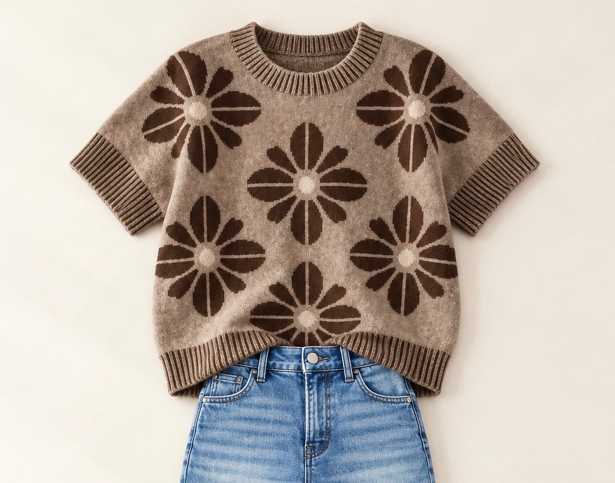Mocha Floral Sweater