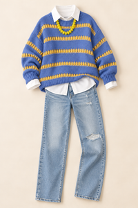 Blue & Yellow Striped Sweater