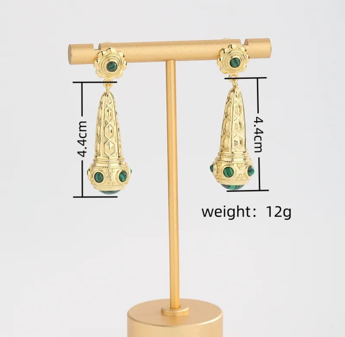 Gold Stone Drop Dangle Earrings(FW)