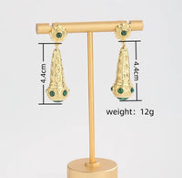 Gold Stone Drop Dangle Earrings(FW)