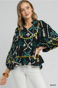 Black Abstract Honeycomb Blouse