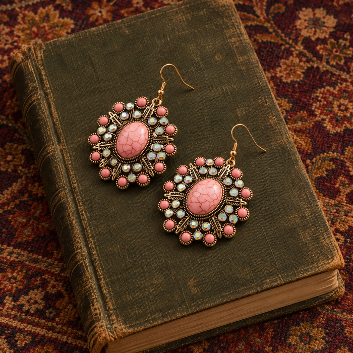Pink Oval Earrings