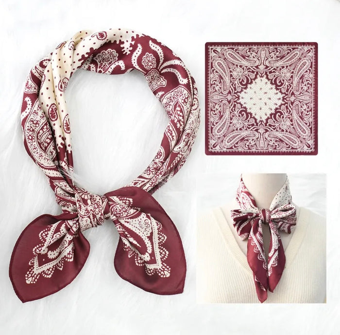 Maroon & White Bandana Scarf