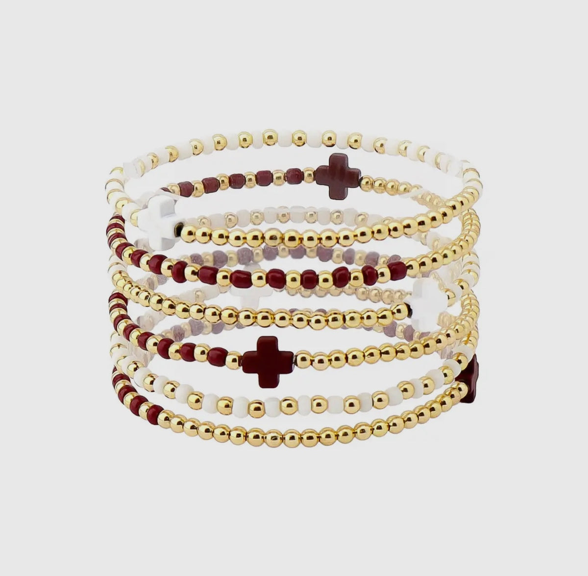 Gameday Set of 6 Maroon & White Bracelets