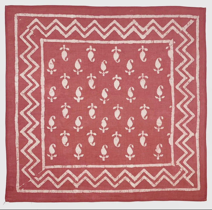 Block Print Scarf: Red