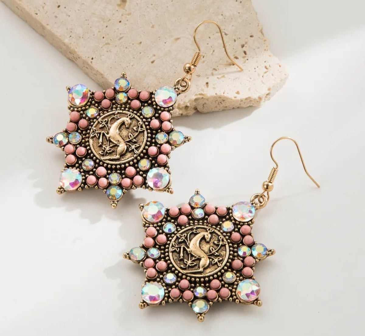 Pink Girly Mystical Horse Earrings