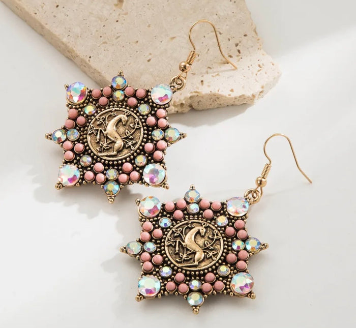 Pink Girly Mystical Horse Earrings