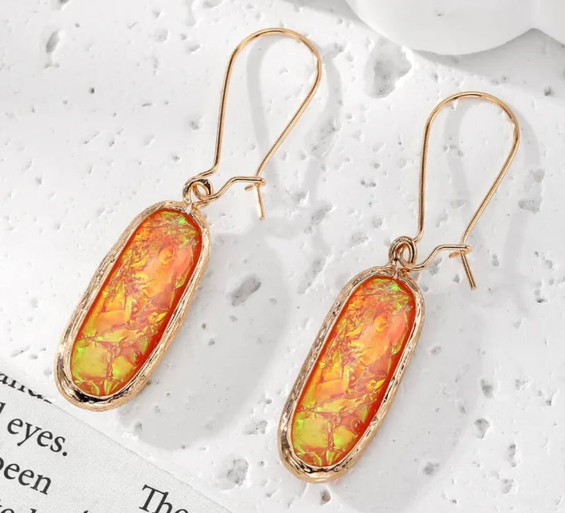 Iridescent Dangle Earrings Orange