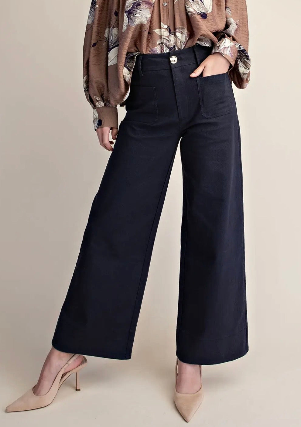 Dark Blue Denim Twill Pants