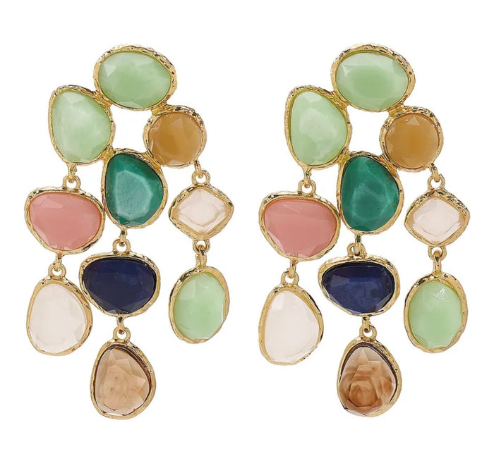 Multi Gem Dangle Earrings