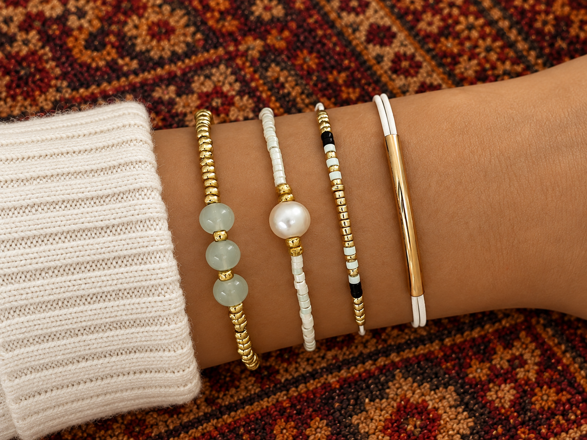 Set of Four Mixed Bead Bracelets