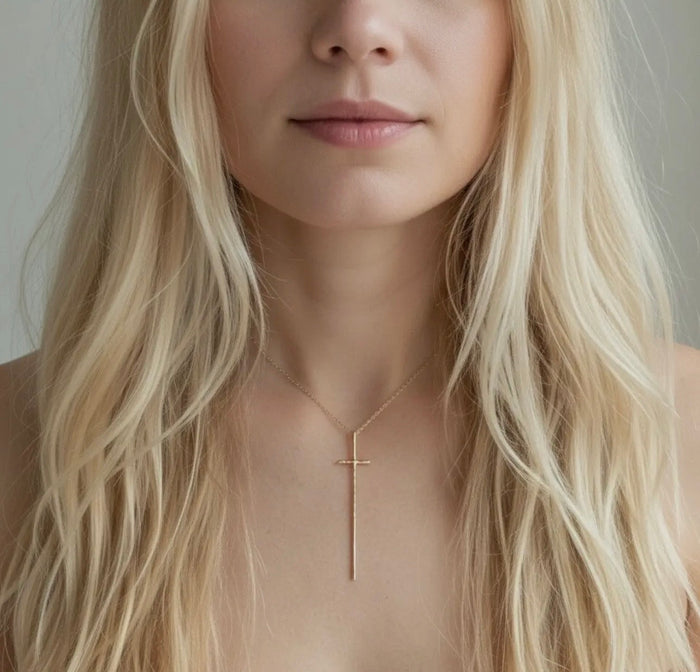 Ellison Long Gold Cross Necklace