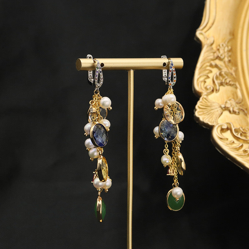 Dangle Earrings with Glass Beads