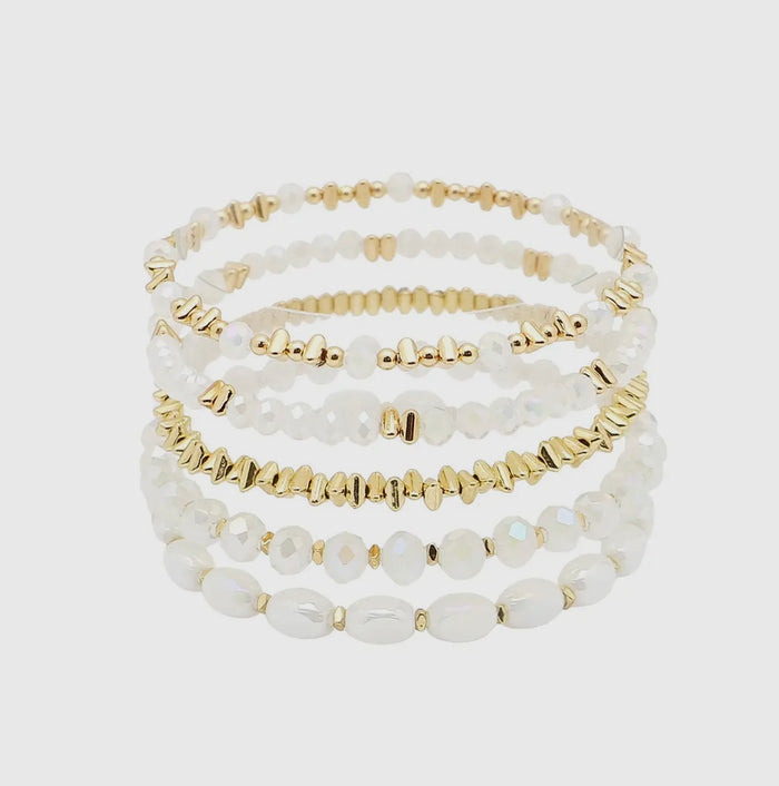 White Crystal Bracelet Set